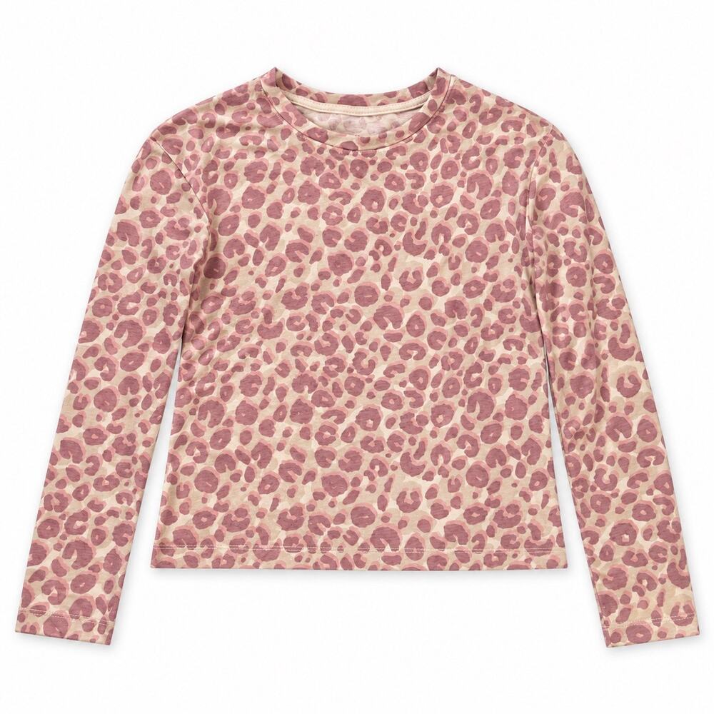 Cat & Jack Girls  Pink Leopard Animal Print Long Sleeve Pullover Shirt Size M/8